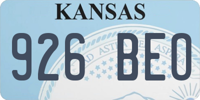 KS license plate 926BEO