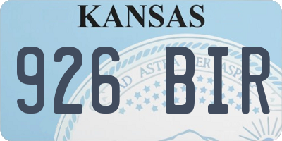 KS license plate 926BIR