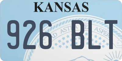 KS license plate 926BLT