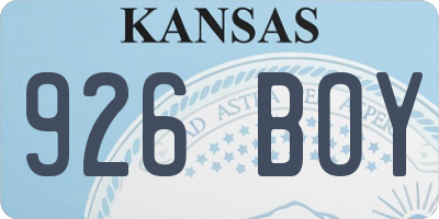KS license plate 926BOY