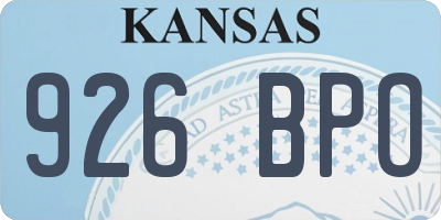 KS license plate 926BPO