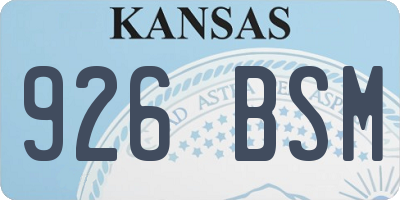 KS license plate 926BSM