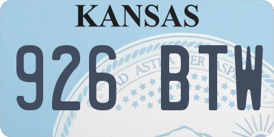 KS license plate 926BTW