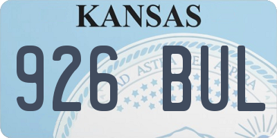 KS license plate 926BUL