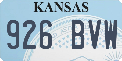KS license plate 926BVW
