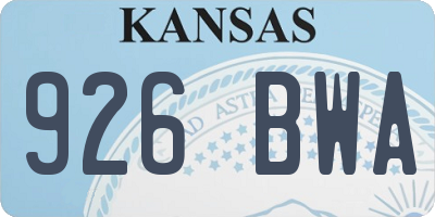 KS license plate 926BWA