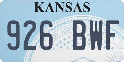 KS license plate 926BWF