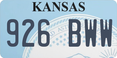 KS license plate 926BWW