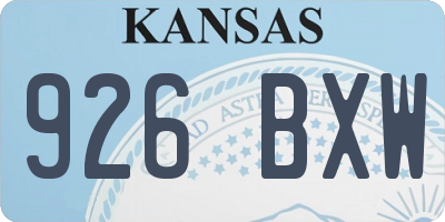 KS license plate 926BXW