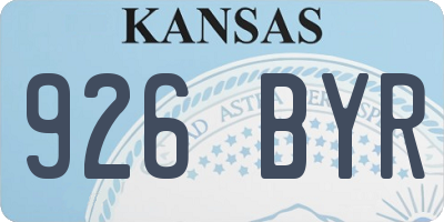 KS license plate 926BYR