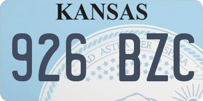 KS license plate 926BZC