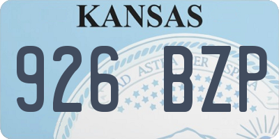 KS license plate 926BZP