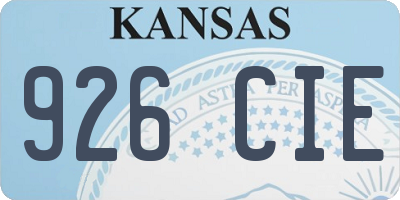 KS license plate 926CIE