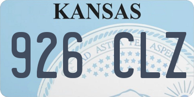 KS license plate 926CLZ