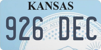 KS license plate 926DEC