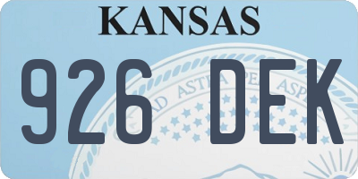 KS license plate 926DEK