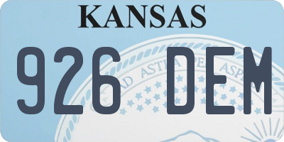 KS license plate 926DEM
