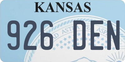 KS license plate 926DEN