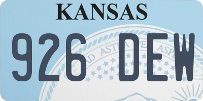KS license plate 926DEW