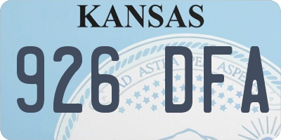 KS license plate 926DFA
