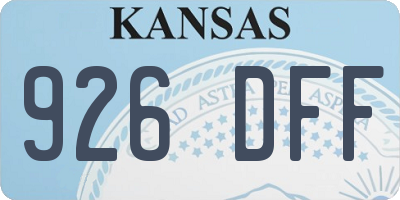 KS license plate 926DFF