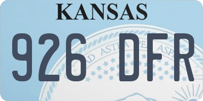 KS license plate 926DFR