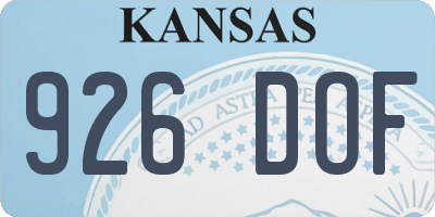 KS license plate 926DOF