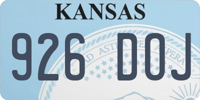 KS license plate 926DOJ