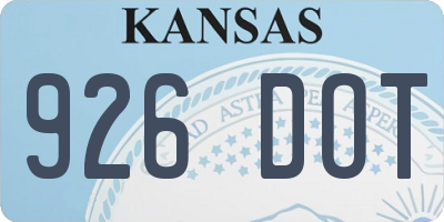 KS license plate 926DOT