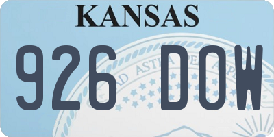 KS license plate 926DOW