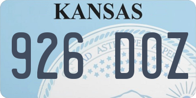 KS license plate 926DOZ