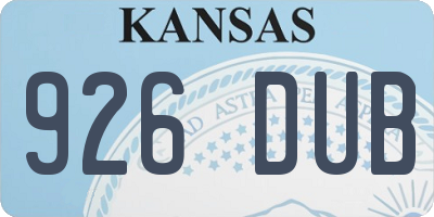 KS license plate 926DUB