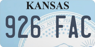 KS license plate 926FAC