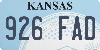 KS license plate 926FAD