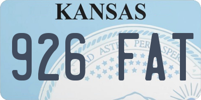 KS license plate 926FAT