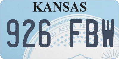 KS license plate 926FBW
