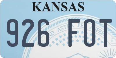 KS license plate 926FOT