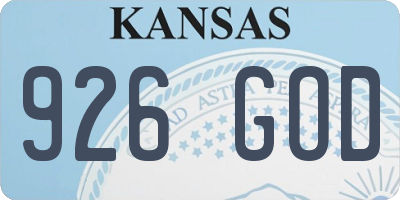 KS license plate 926GOD