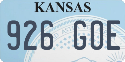KS license plate 926GOE
