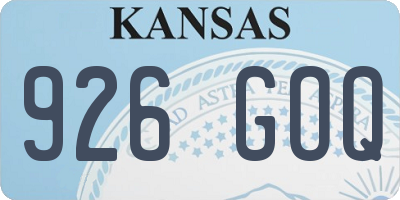 KS license plate 926GOQ