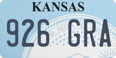 KS license plate 926GRA