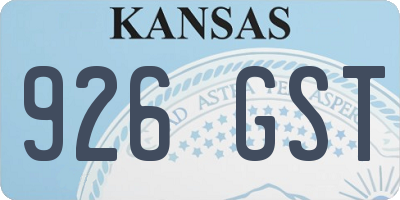 KS license plate 926GST