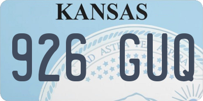 KS license plate 926GUQ