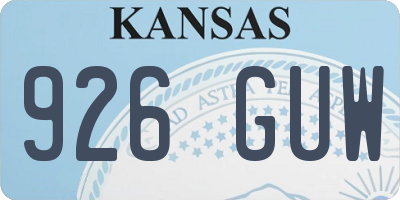 KS license plate 926GUW