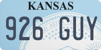 KS license plate 926GUY