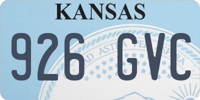 KS license plate 926GVC