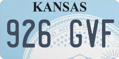 KS license plate 926GVF