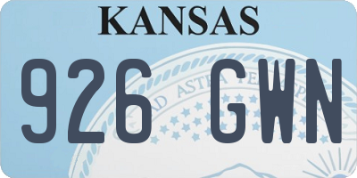 KS license plate 926GWN