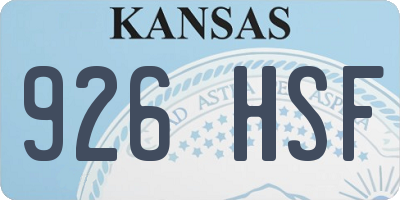KS license plate 926HSF