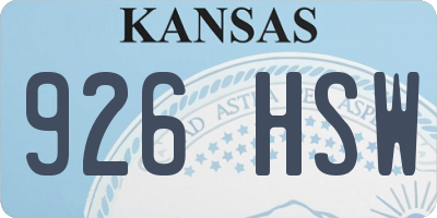 KS license plate 926HSW